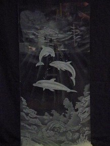 Etched Dolphin Glass - Stained Glass